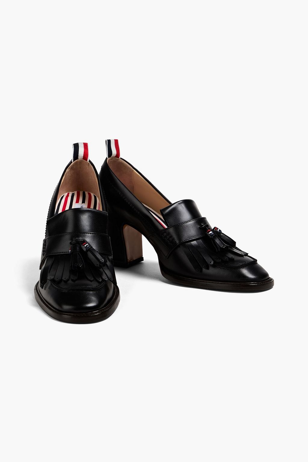 THOM BROWNE حذاء بكعب عالٍ من الجلد مزينة بشرّابات