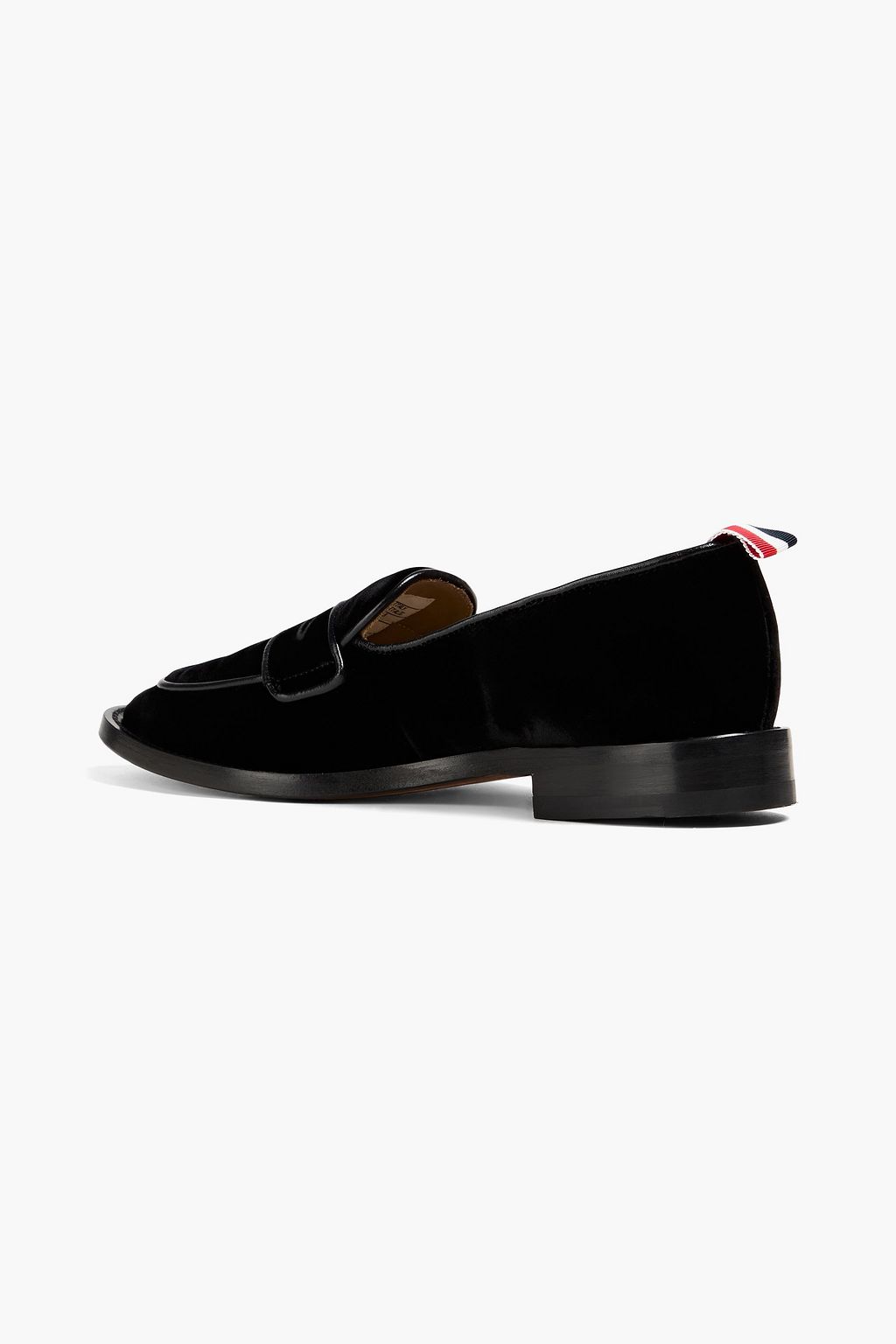 THOM BROWNE Leather-trimmed velvet penny loafers