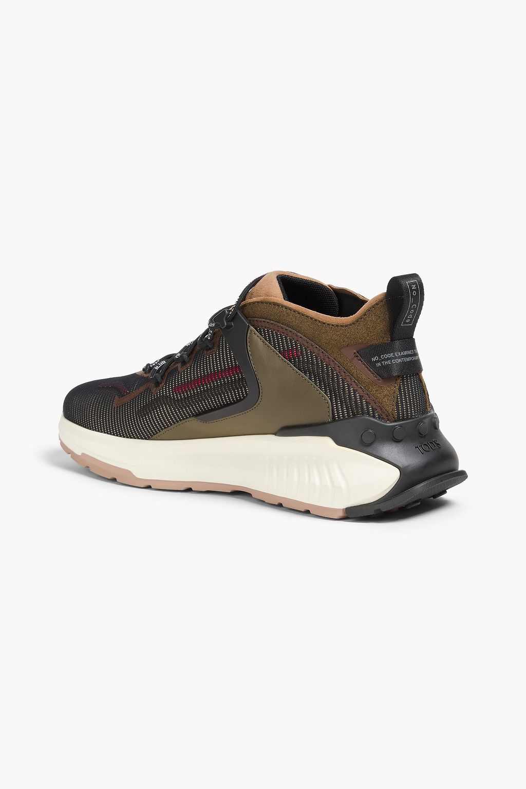 TOD'S Mesh, leather and suede sneakers