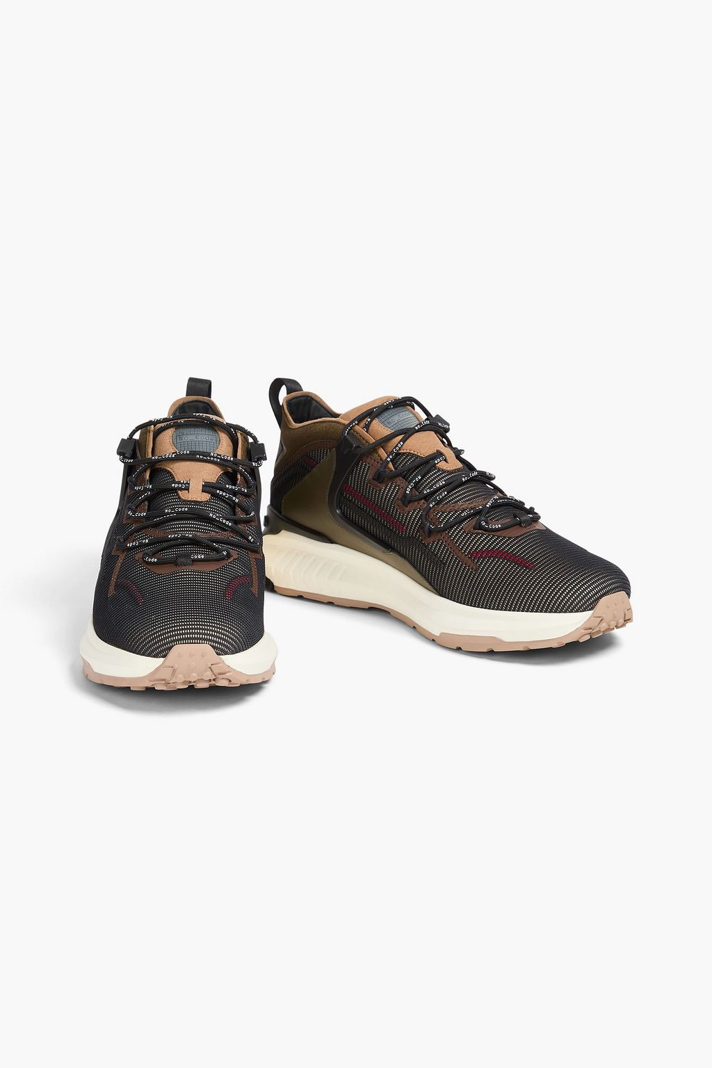 TOD'S Mesh, leather and suede sneakers