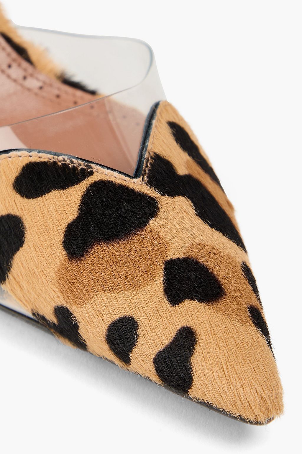 ALAÏA Coeur leopard-print calf hair and PVC mules