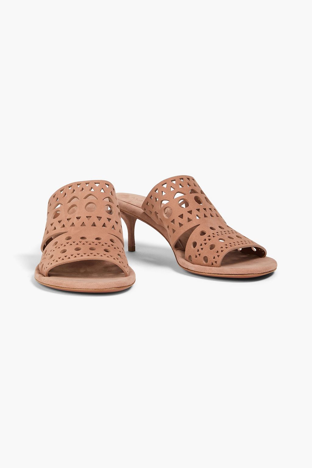 ALAÏA Vienna 55 laser-cut suede mules