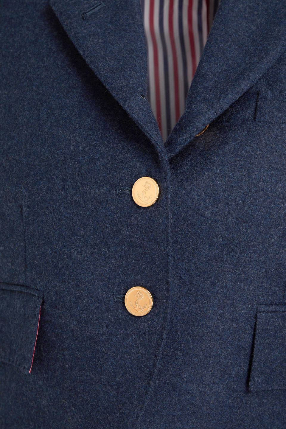 Thom Browne Cropped Wool-flannel Blazer In Navy