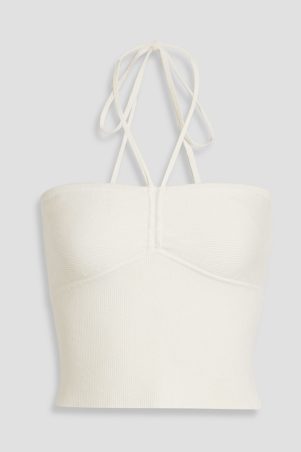 Linnie ribbed-knit halterneck top