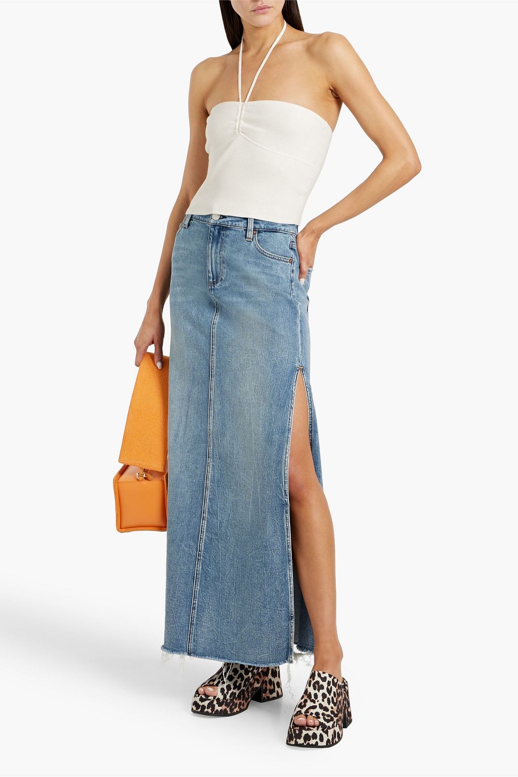 ALICE + OLIVIA リブ編みニット ホルターネックトップス