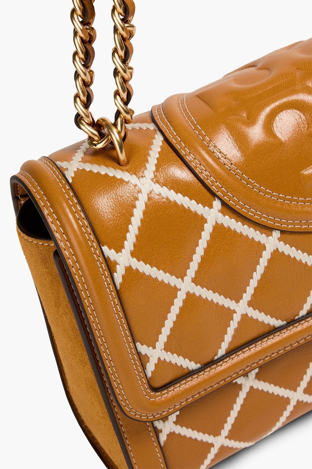 TORY BURCH Fleming quilted leather and suede shoulder bag