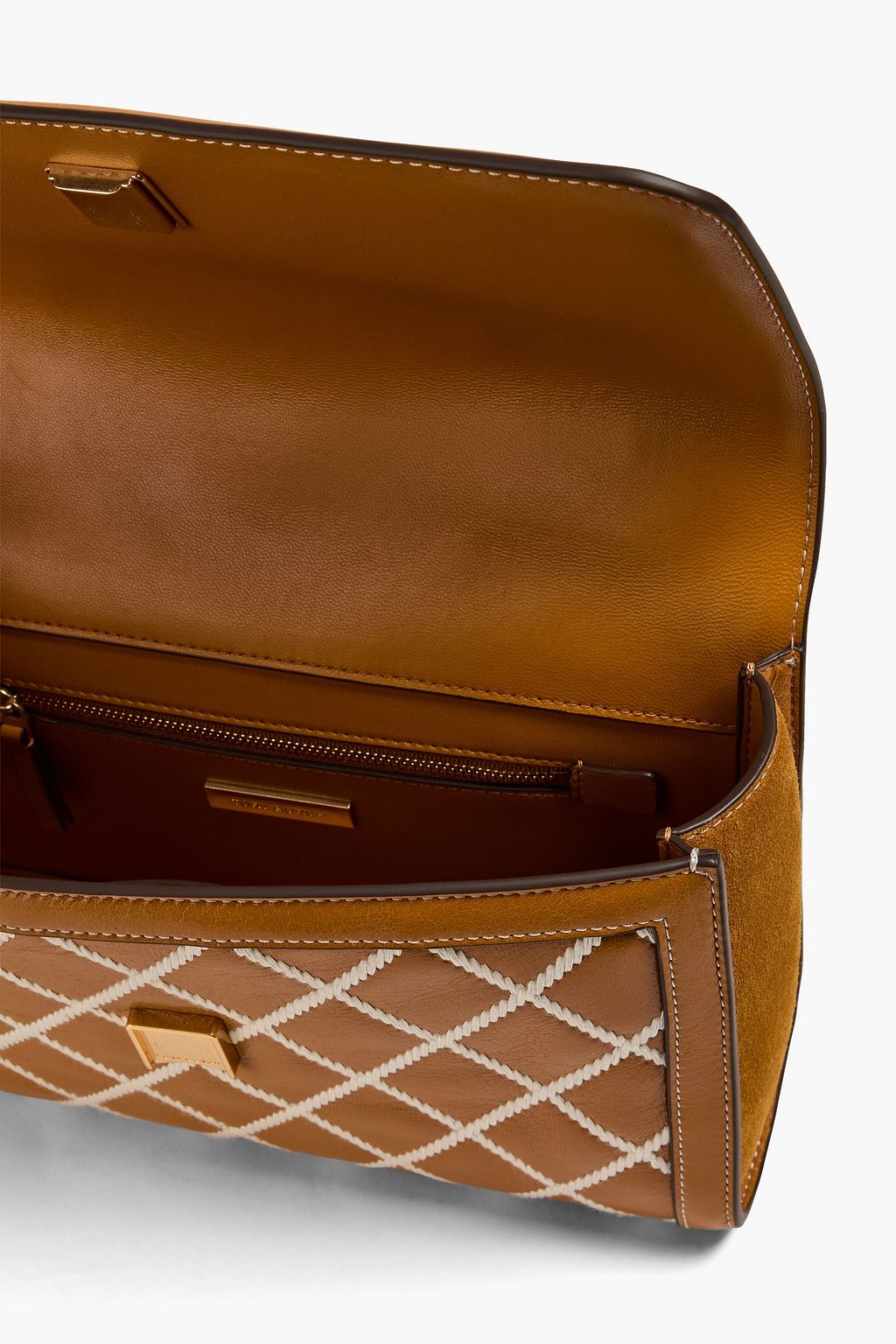 TORY BURCH Fleming quilted leather and suede shoulder bag