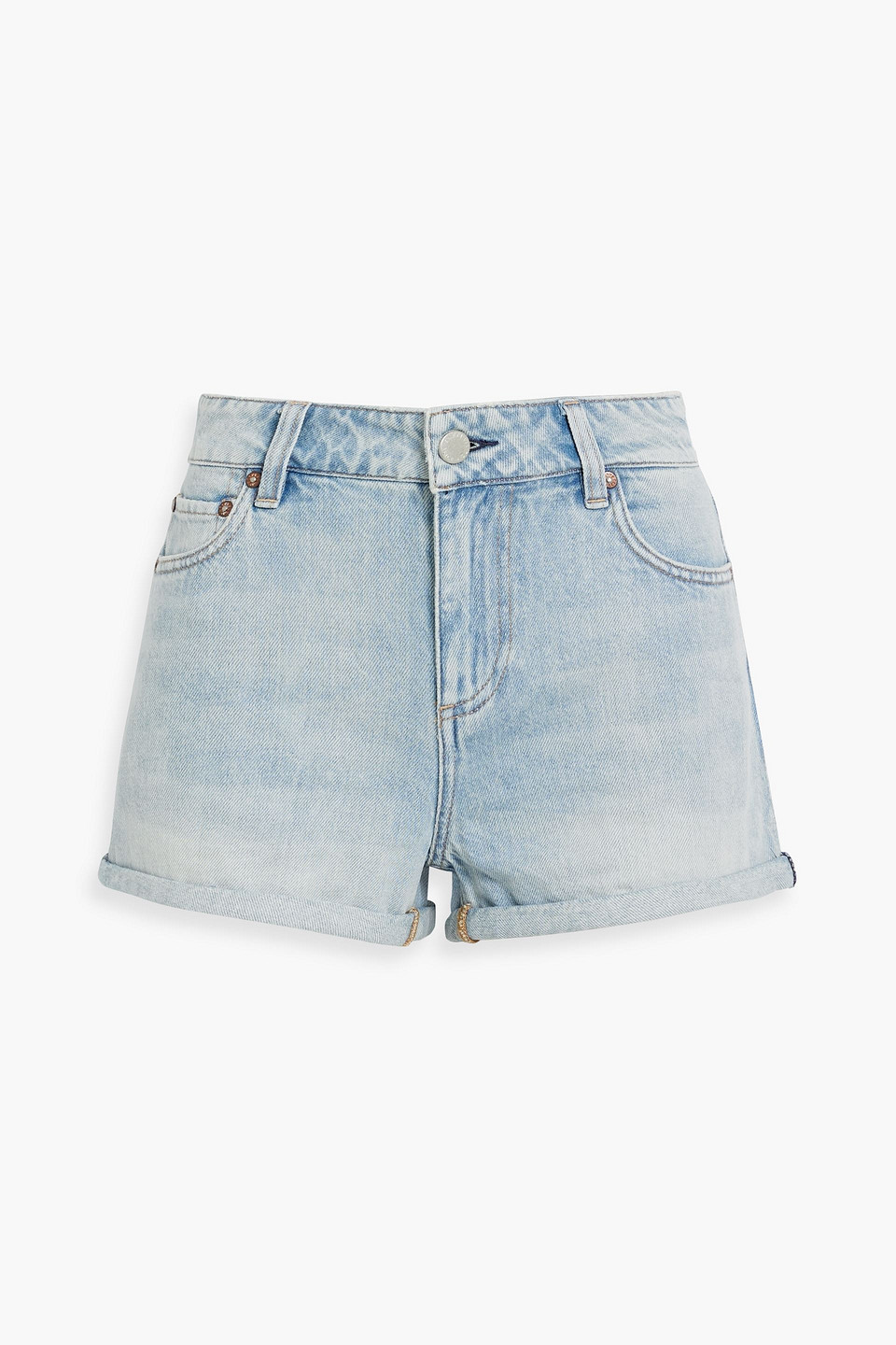 Alice And Olivia Maggie Denim Shorts In Light Denim