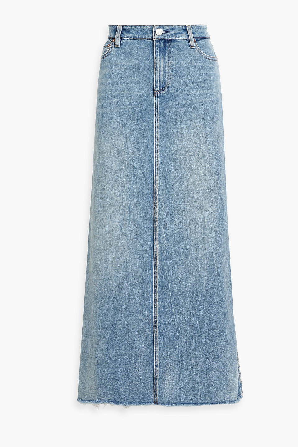 Marissa distressed denim maxi skirt