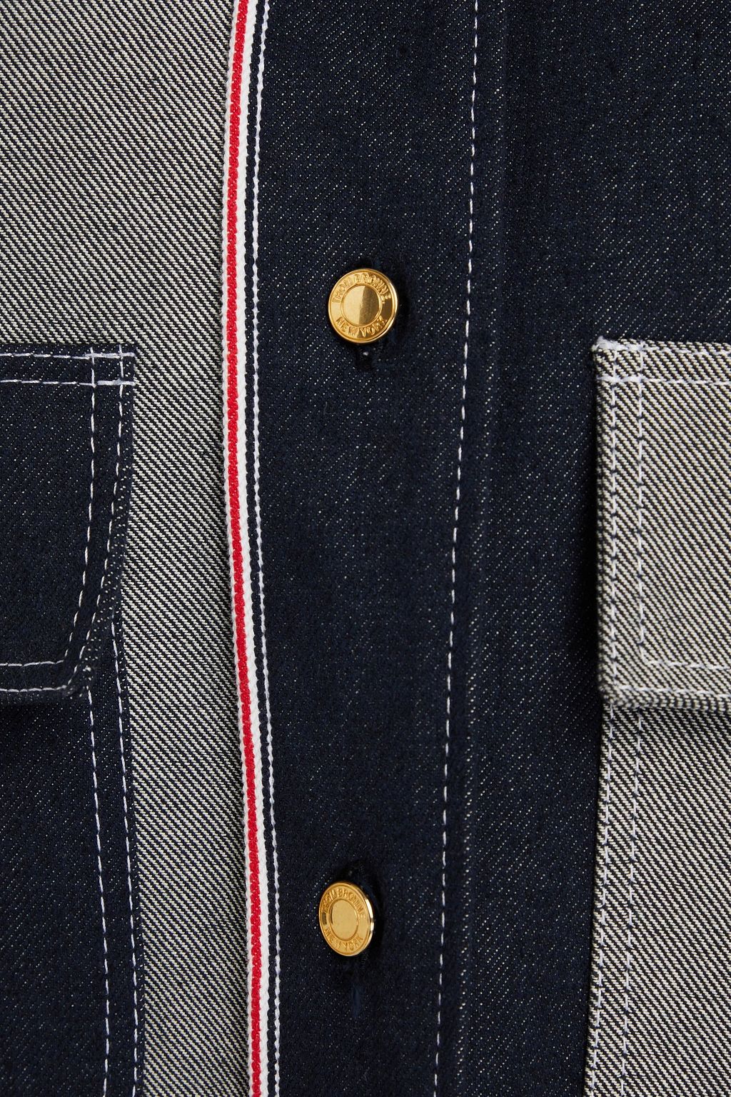 THOM BROWNE Two-tone denim mini shirt dress
