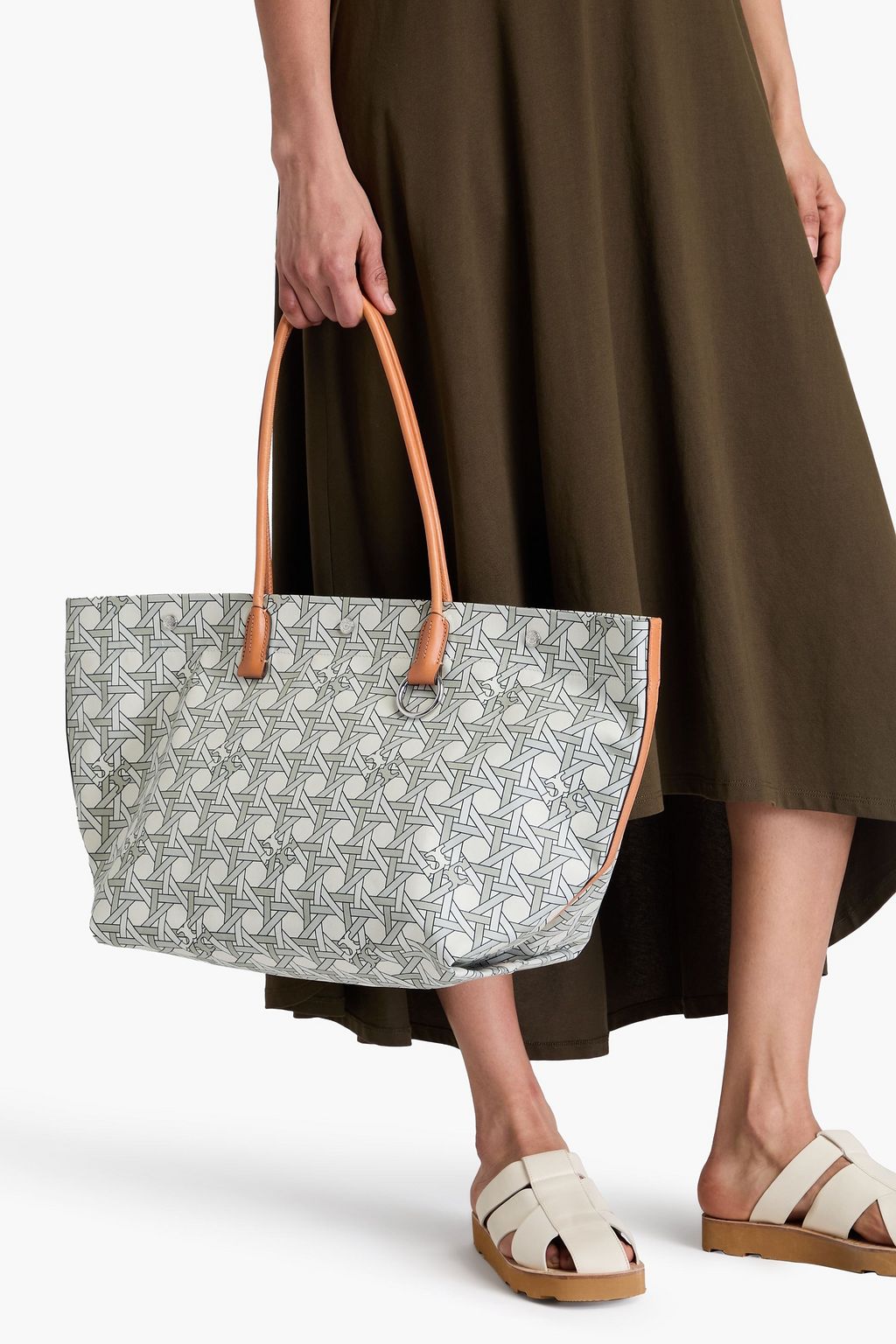 TORY BURCH ツイル トートバッグ プリント入り