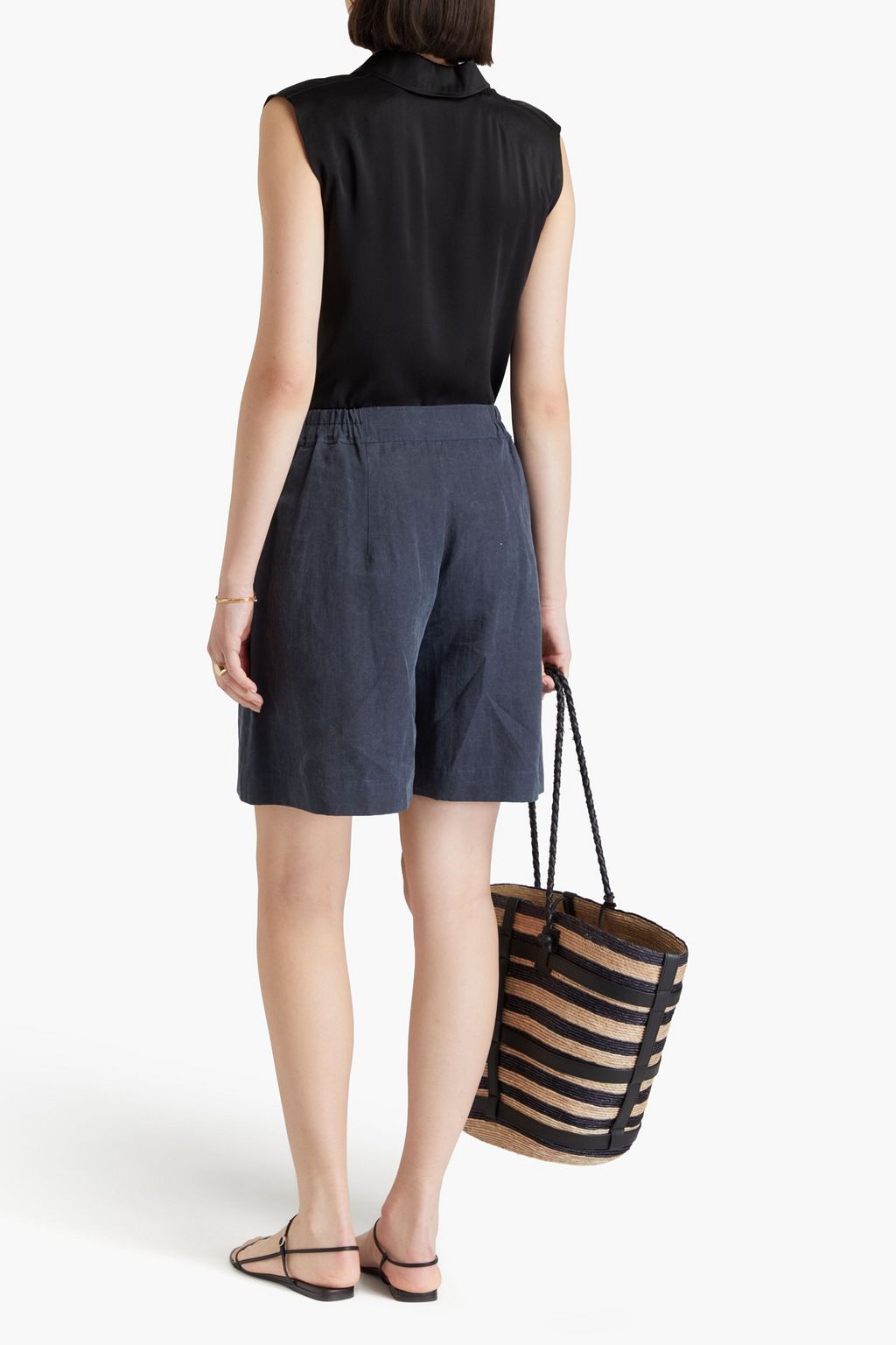 GENTRYPORTOFINO コットン&リネン混 ショートパンツ ウォッシュ加工
