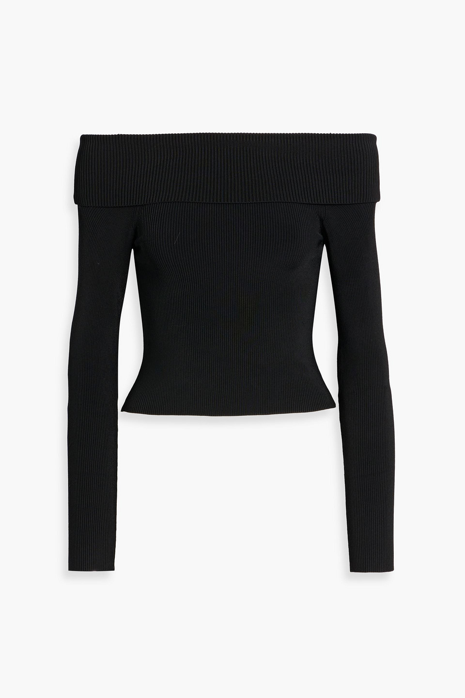 Alice And Olivia Dolan Foldover Long-sleeve Pullover In Black