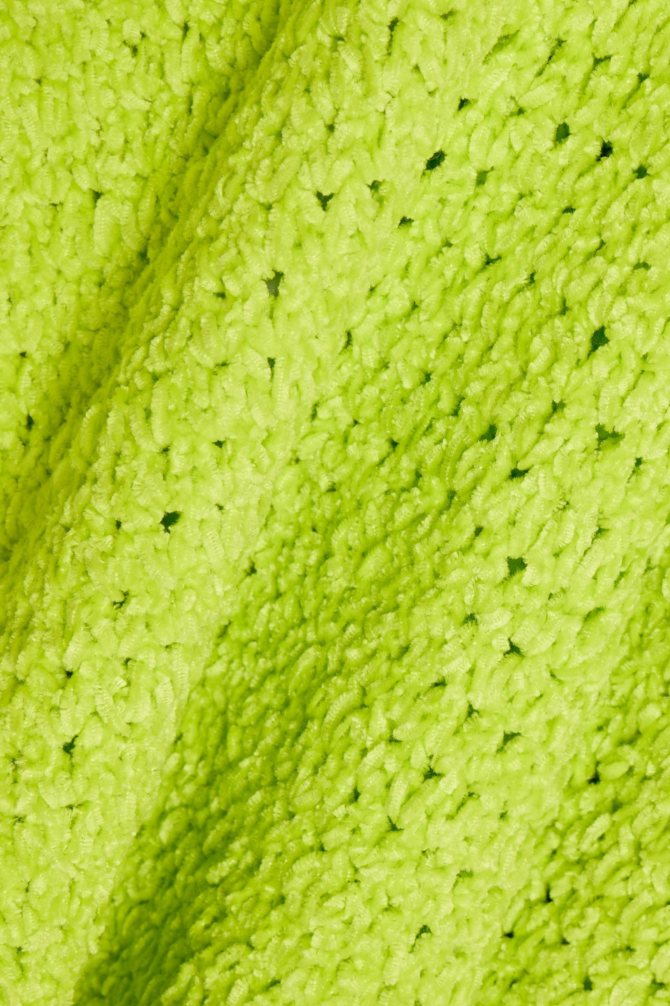 Ganni Velvet Crochet Open Back Mini Dress In Lime Green