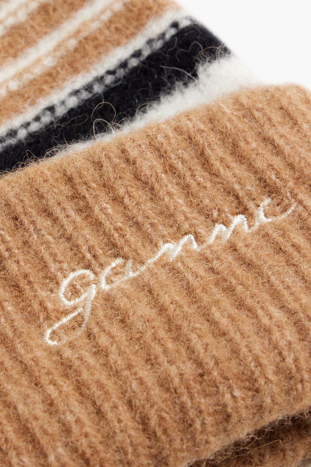 GANNI Striped jacquard-knit beanie