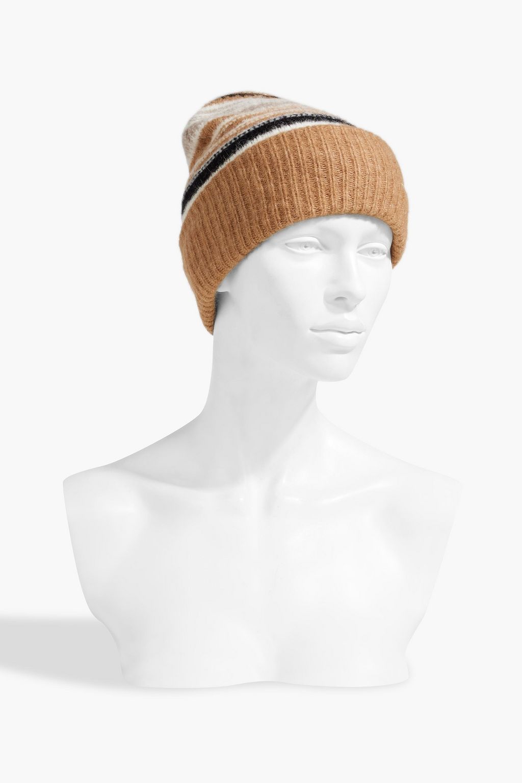 GANNI Striped jacquard-knit beanie