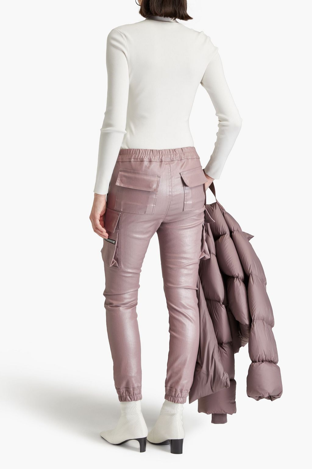RICK OWENS Mastadon cropped coated denim cargo jeans