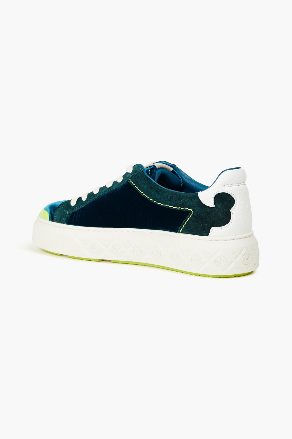  Tory Burch - Ladybug Velvet And Pebbled-leather Sneakers - Blue - Us 6 