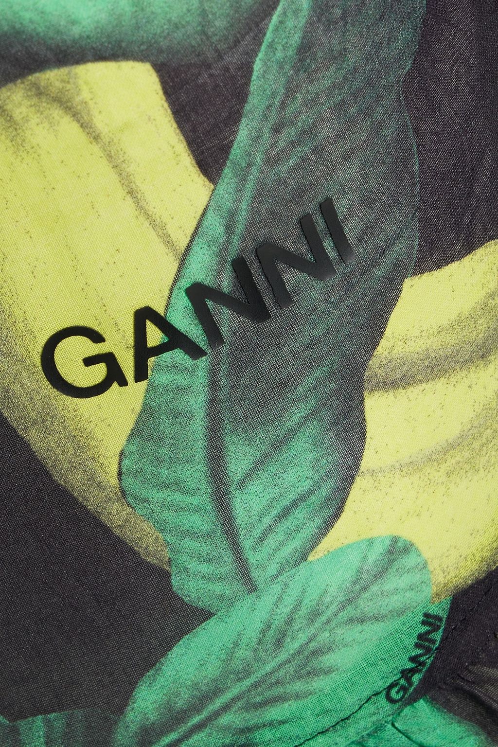 GANNI Ruffled printed cotton-voile shorts