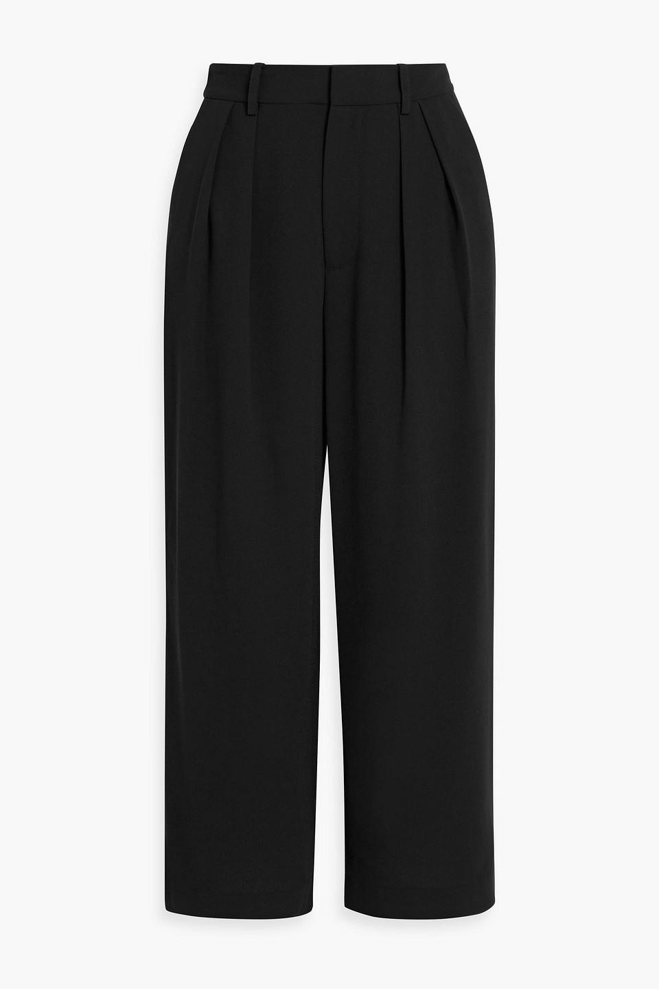 Alice And Olivia Pompey Cropped Crepe Wide-leg Pants In Black