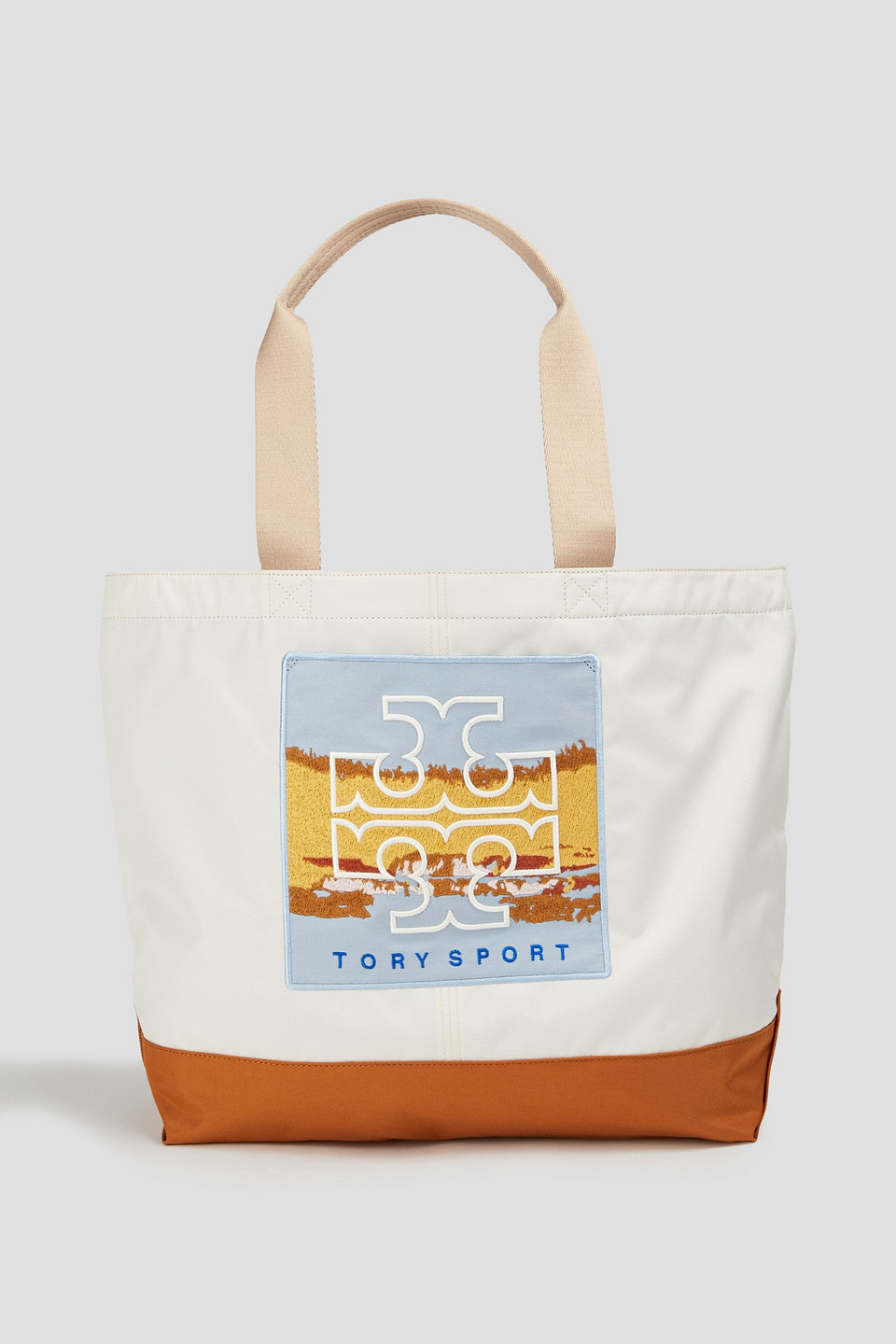Tory Sport Appliquéd Shell Tote In Ecru