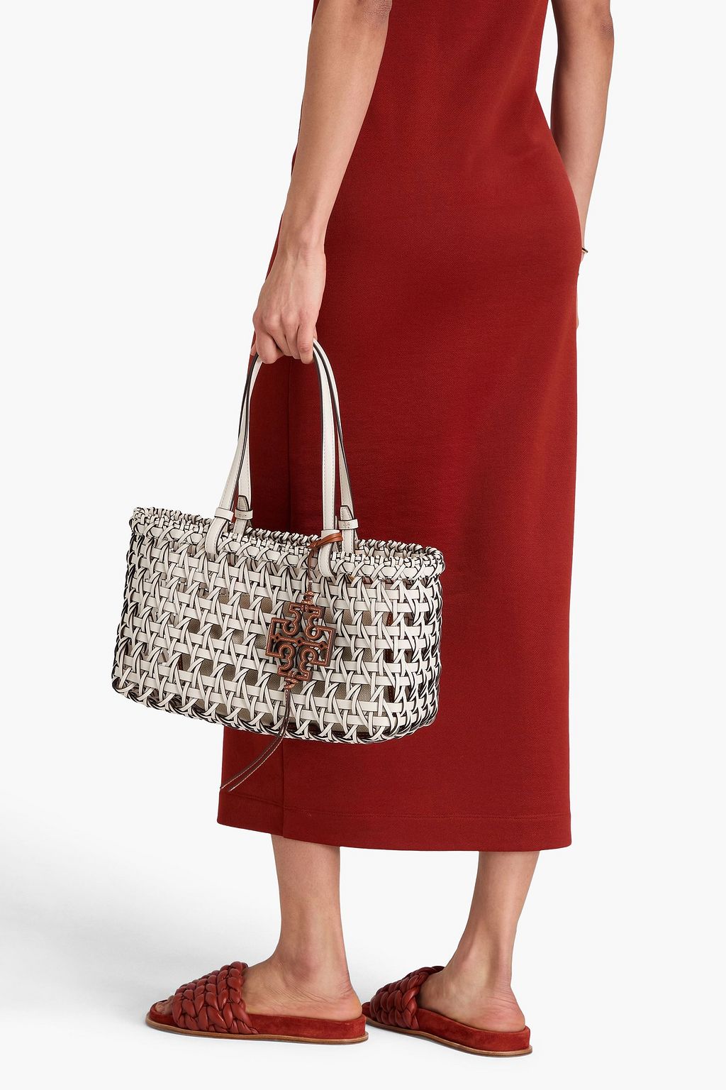 TORY BURCH McGraw woven leather tote