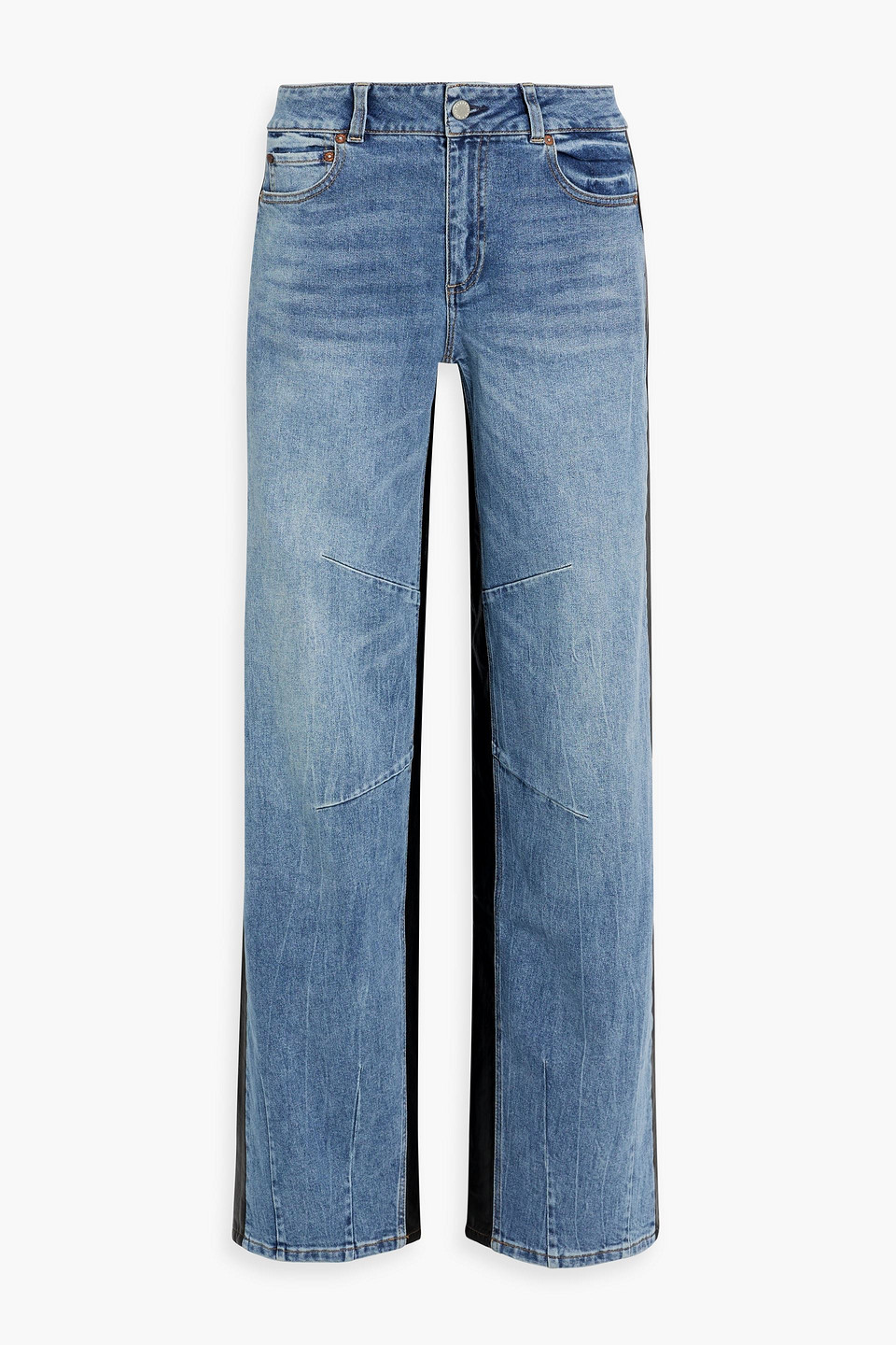 Alice And Olivia Parker High-rise Barrel-leg Jeans In Mid Denim