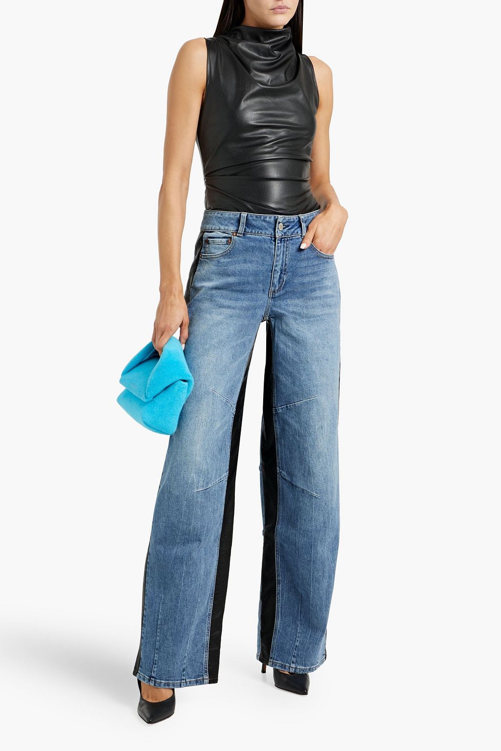 ALICE + OLIVIA JEANS جينز "باركر" بأرجل عريضة وبخصر مرتفع