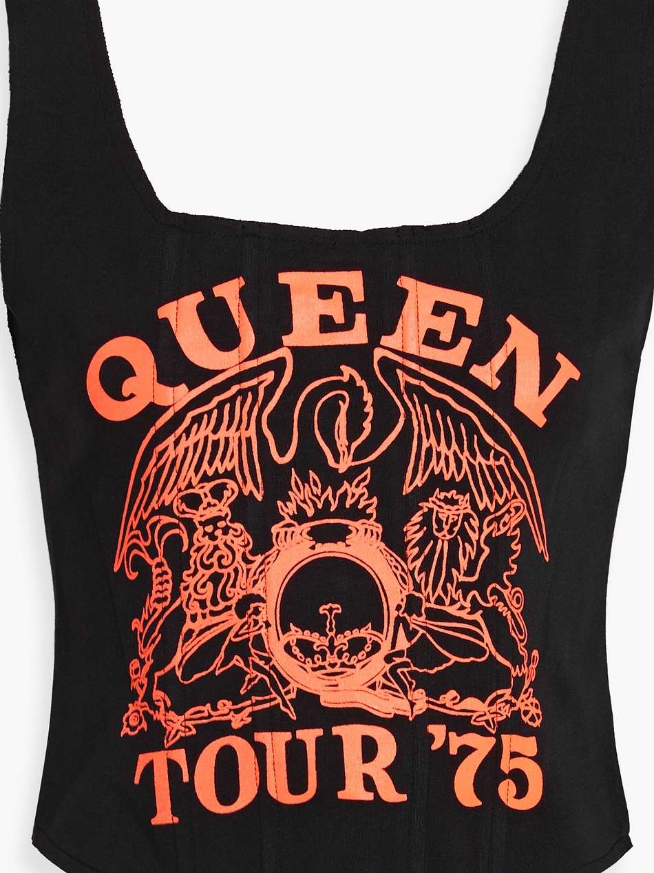 breslin printed cotton-jersey bustier top