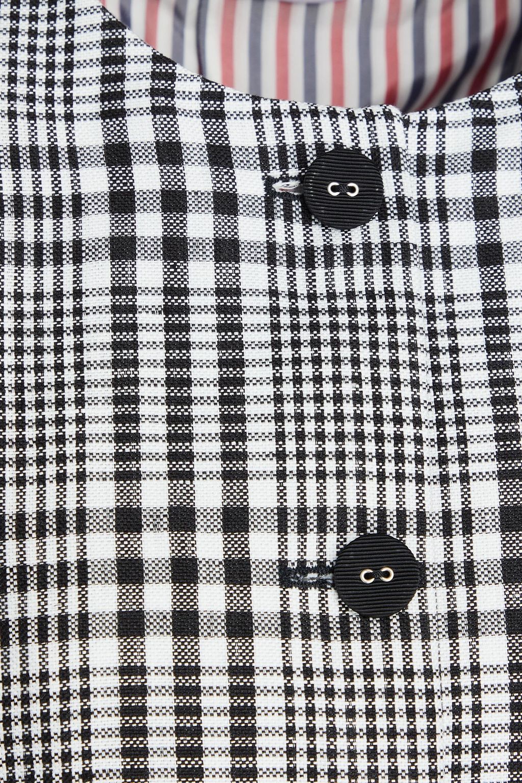 THOM BROWNE جاكيت مخطط من الكتّان بنقشة المربعات المائلة