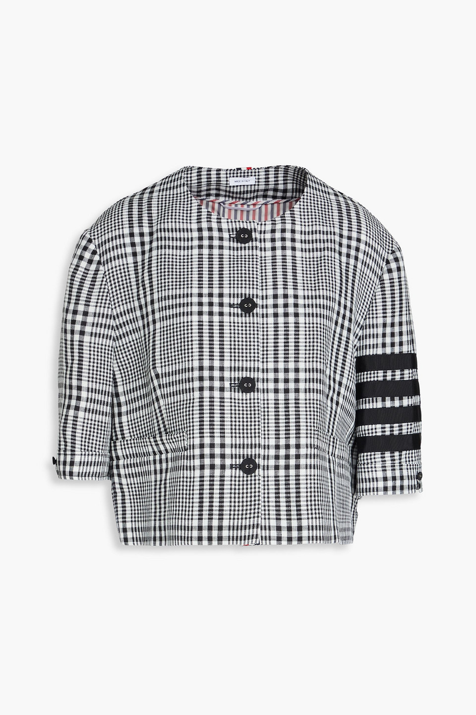 Thom Browne Striped Houndstooth Linen Jacket In Multi