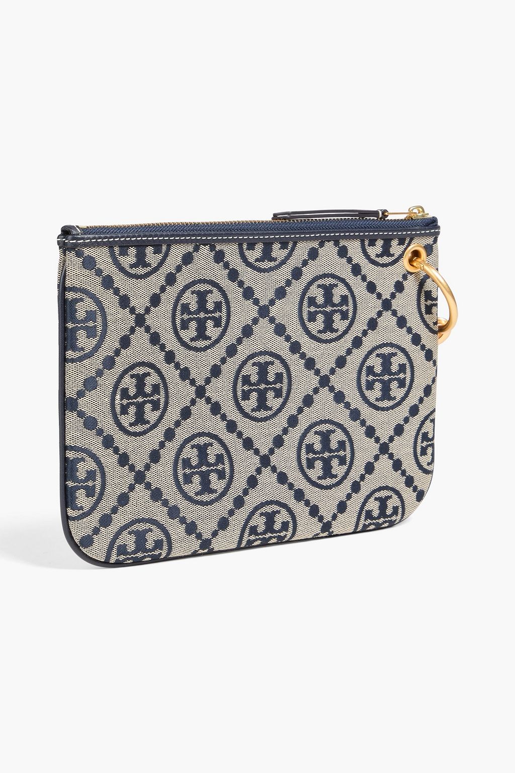 TORY BURCH 가죽 트리밍 자카드 파우치