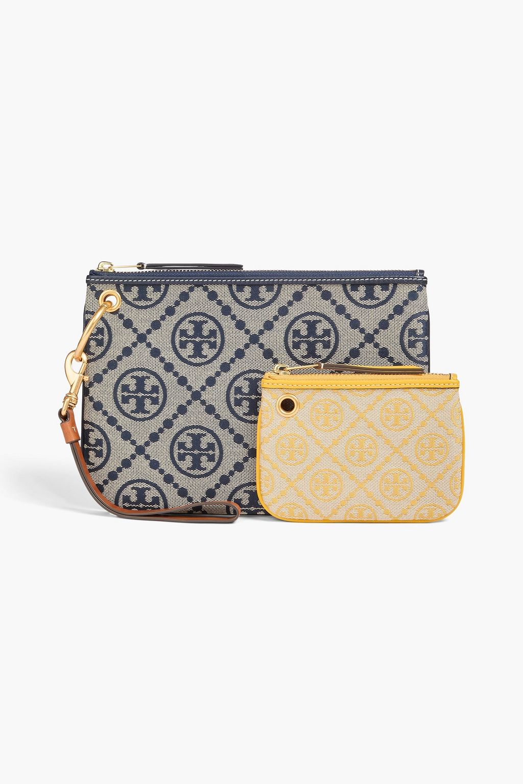 TORY BURCH 가죽 트리밍 자카드 파우치