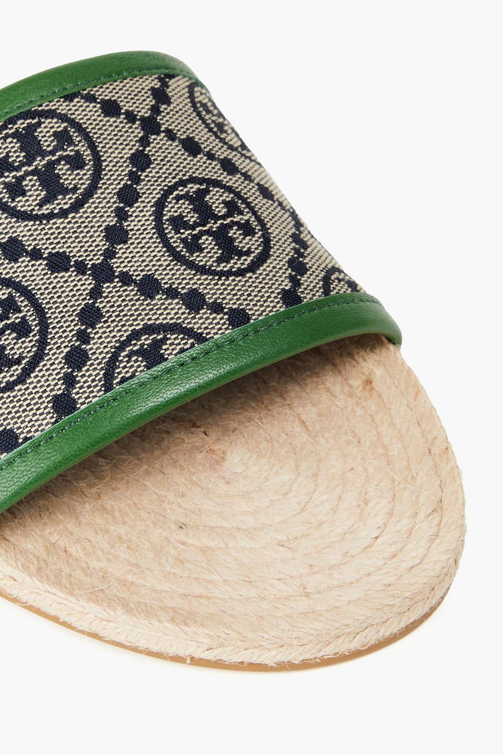 TORY BURCH Leather-trimmed jacquard slides