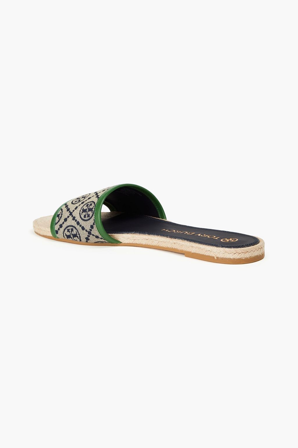 TORY BURCH Leather-trimmed jacquard slides