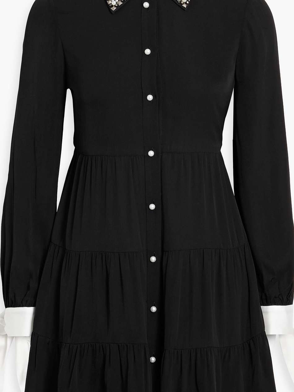 meeko embellished twill mini shirt dress