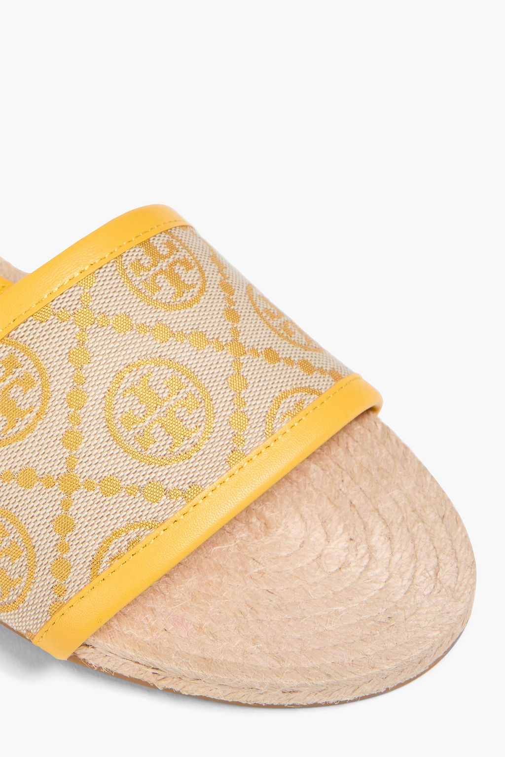 TORY BURCH Leather-trimmed jacquard slides