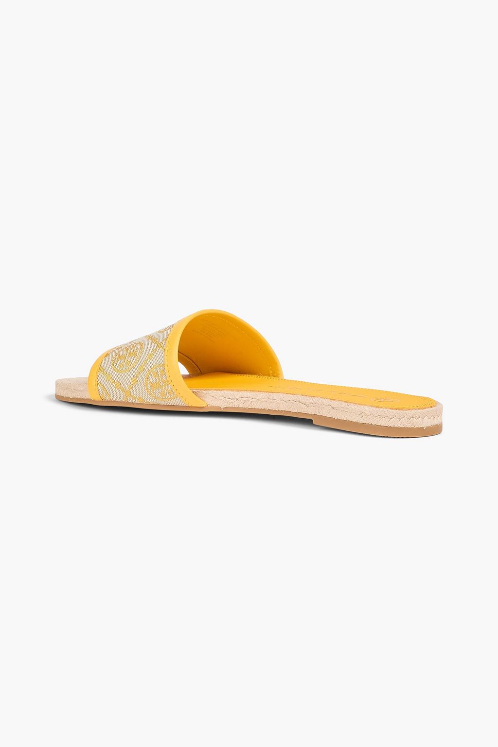 TORY BURCH Leather-trimmed jacquard slides