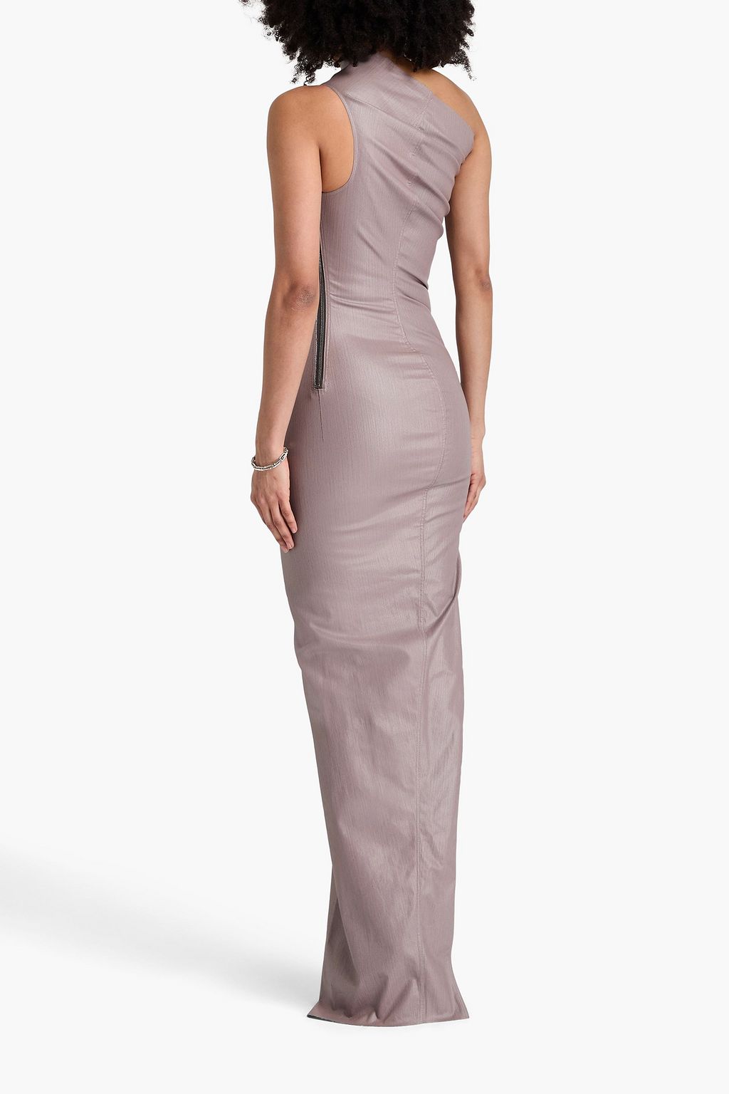RICK OWENS Athena one- shoulder coated denim gown
