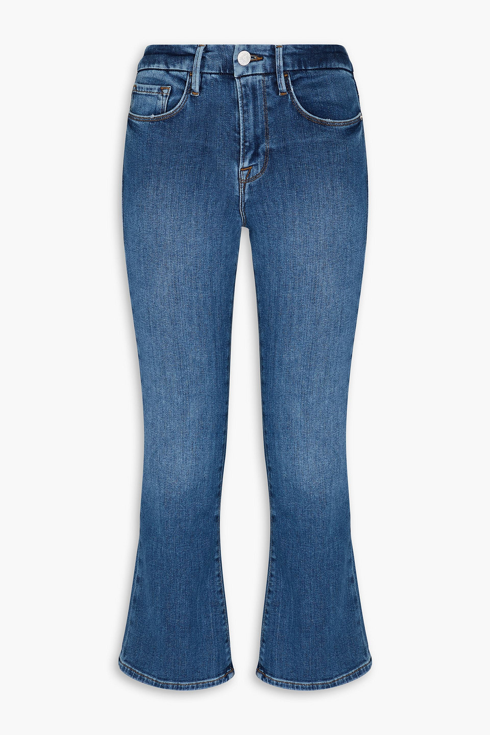 Frame Le Crop Mini Boot Hoch Sitzende Bootcut-jeans In Mittelblauer Denim