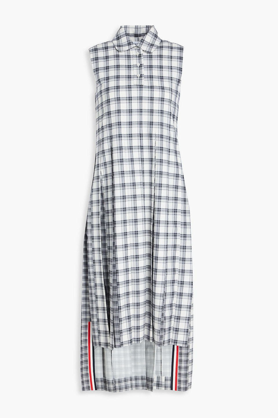 THOM BROWNE CHECKED WOOL MIDI SHIRT DRESS