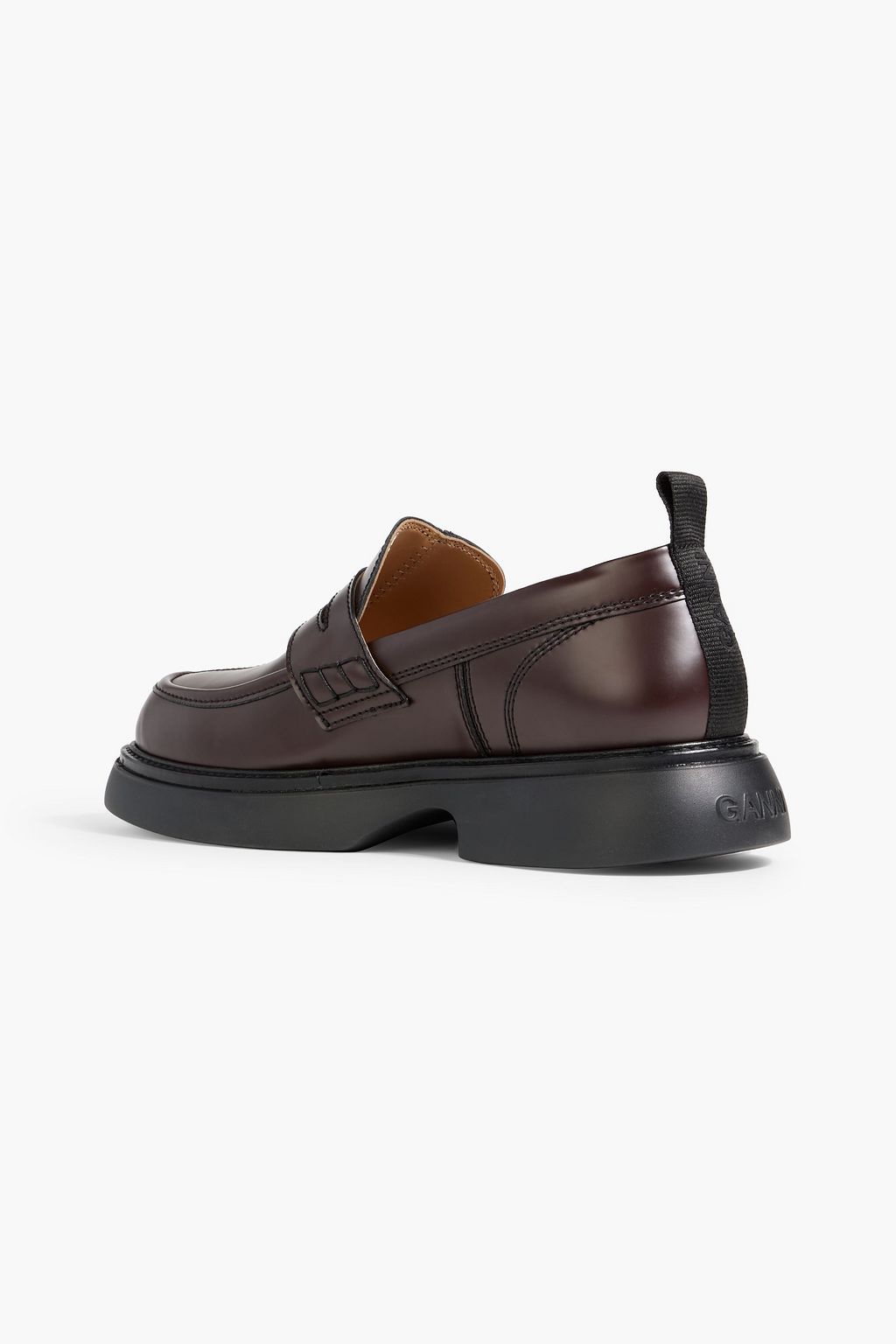 GANNI Leather-blend platform loafers