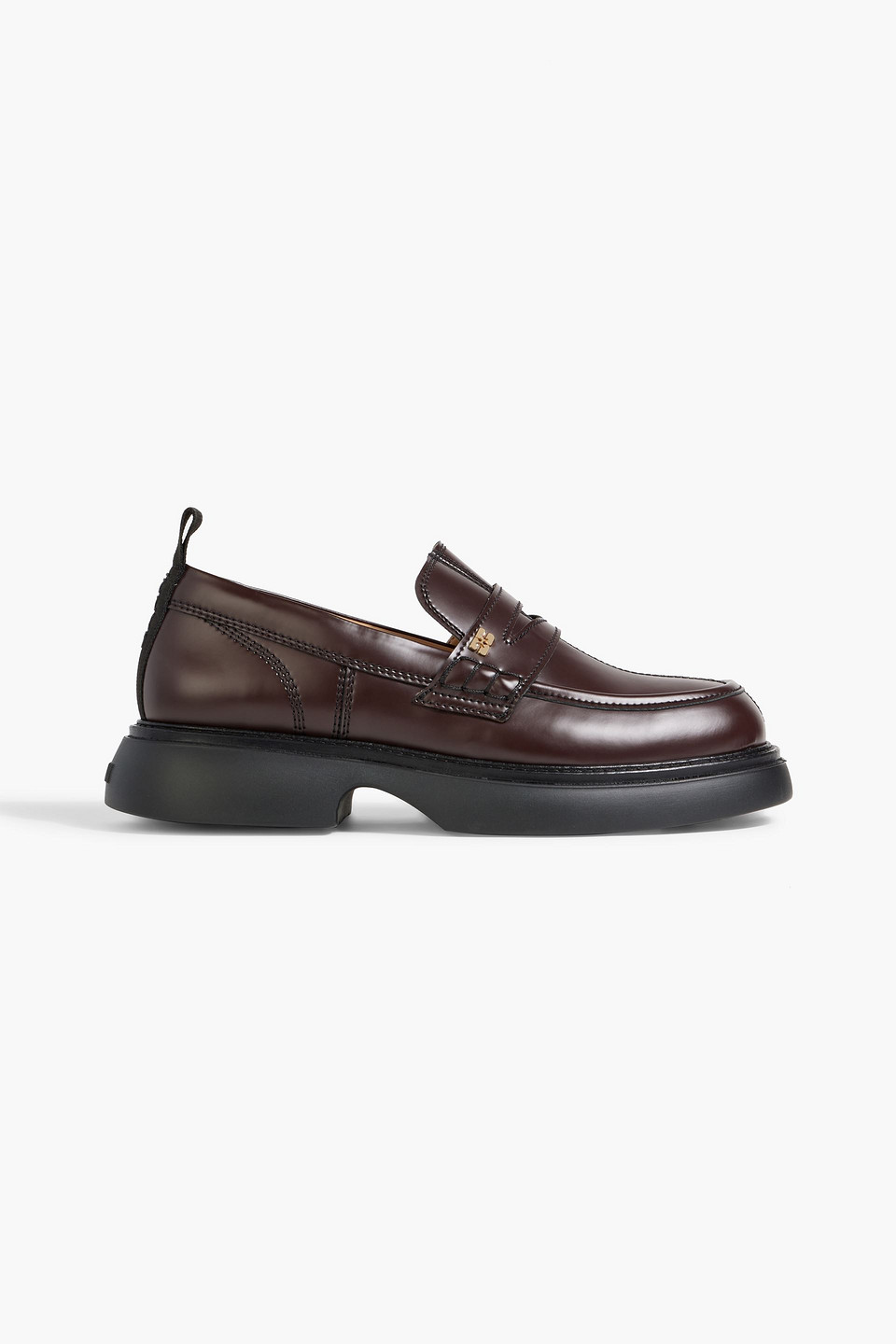 Ganni Leather-blend Platform Loafers In Chocolate