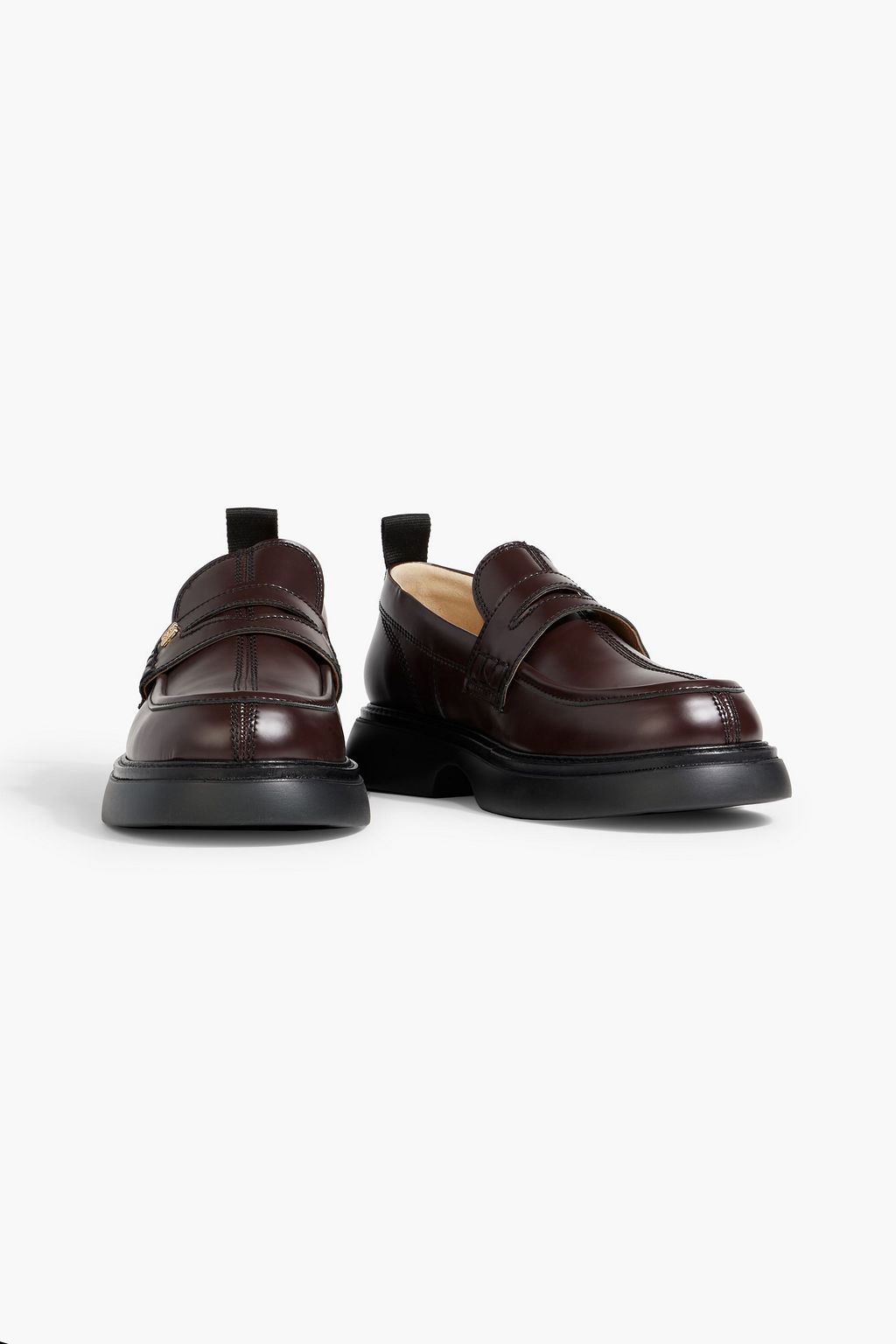 GANNI Leather-blend platform loafers