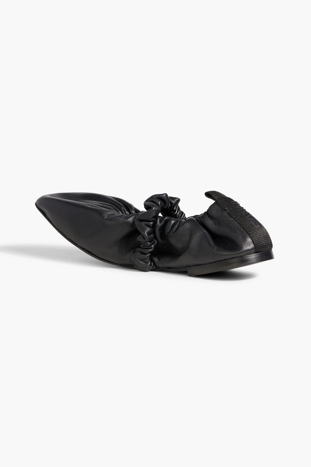 GANNI Ruched leather ballet flats
