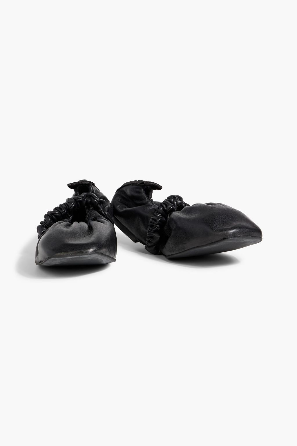GANNI Ruched leather ballet flats