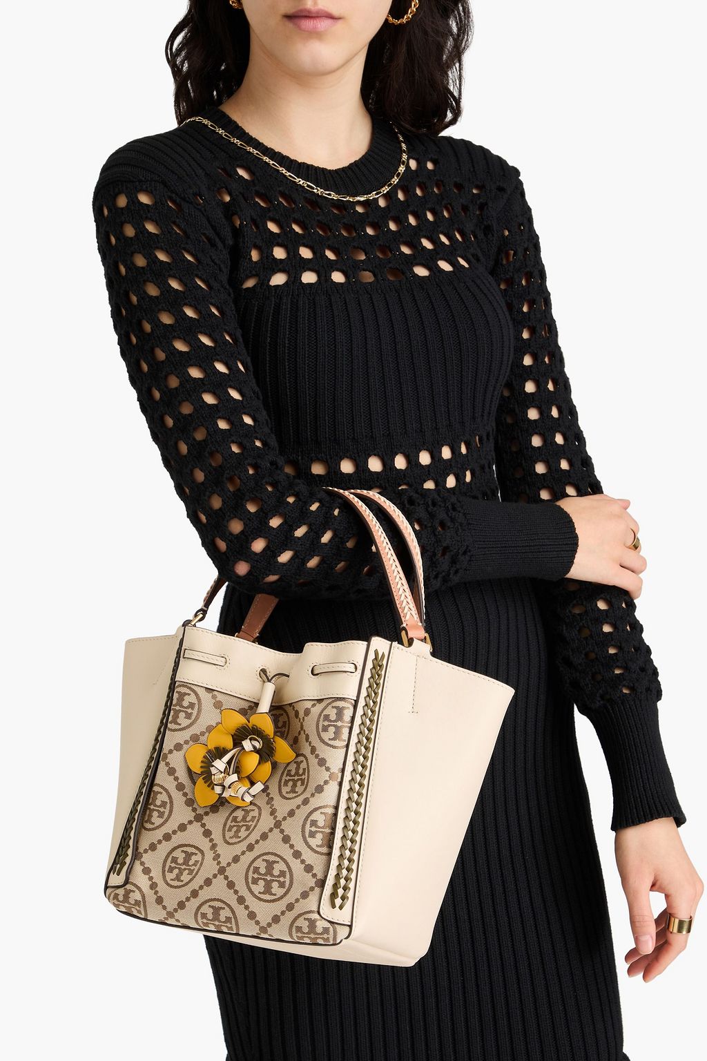 TORY BURCH McGraw jacquard and leather tote