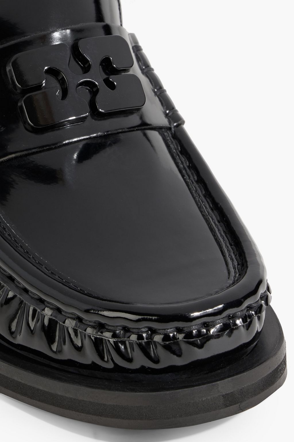 GANNI Patent leather-blend loafers