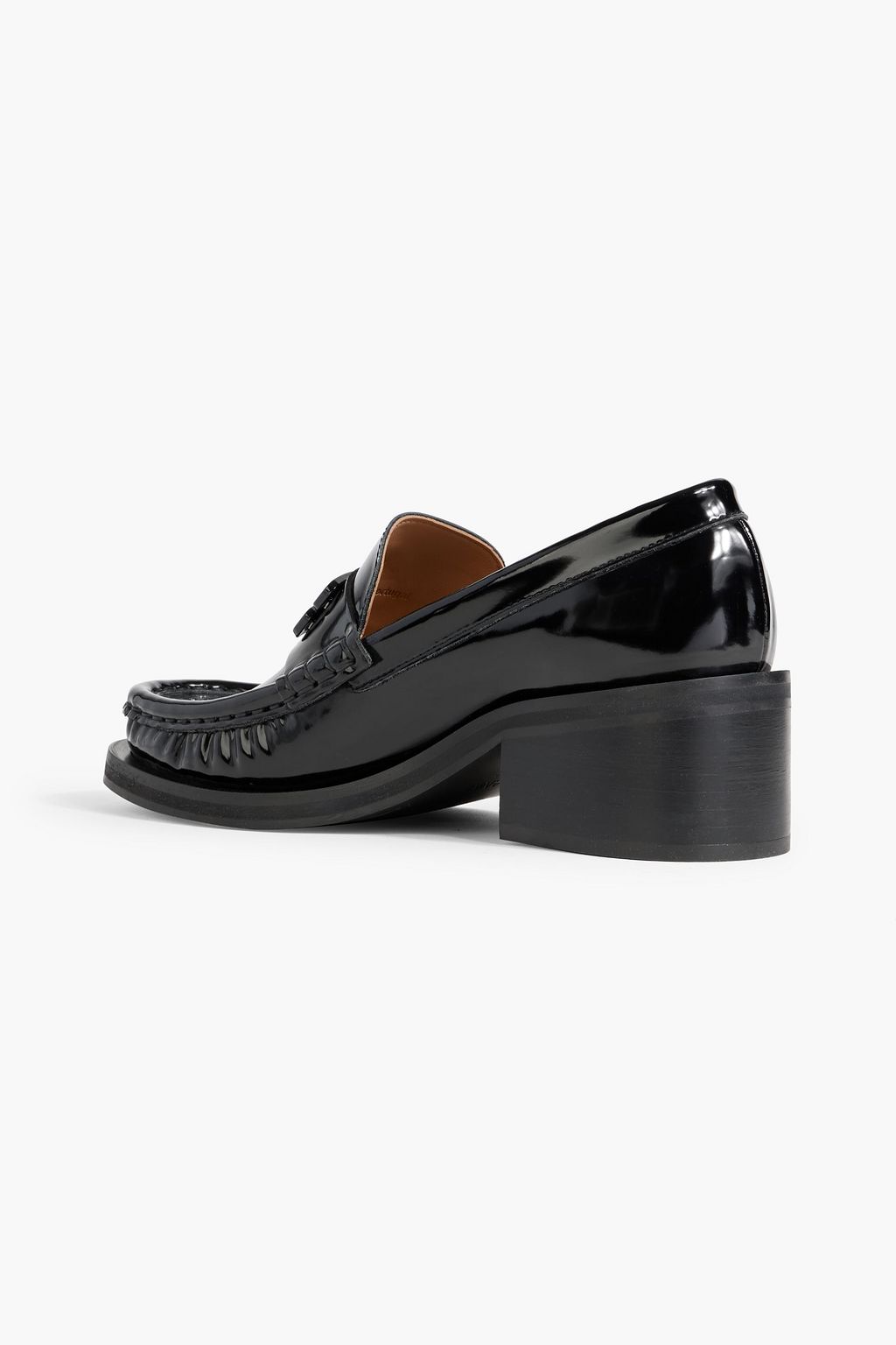 GANNI Patent leather-blend loafers