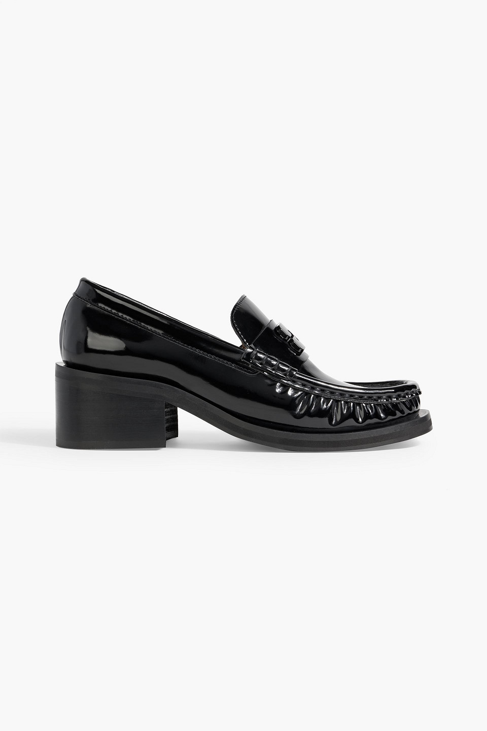 Patent leather-blend loafers